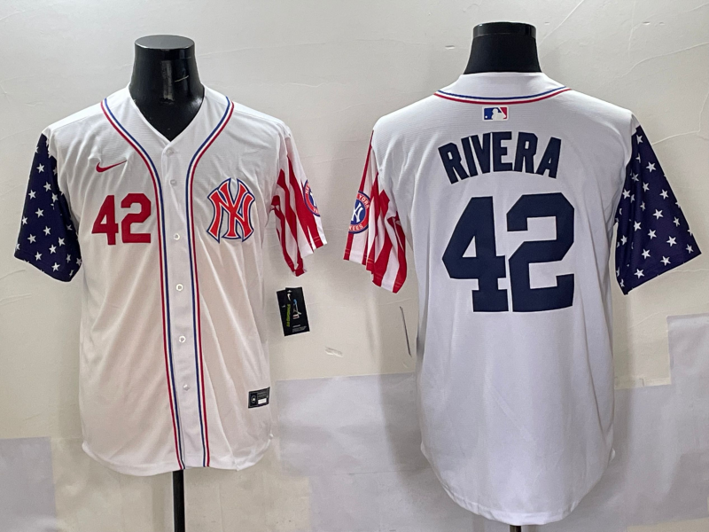 Men 2025  MLB New York Yankees #42 Rivera white jersey style 8->new york yankees->MLB Jersey